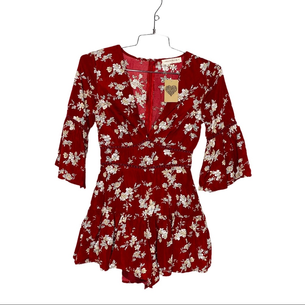 American Threads Floral Bell Sleeve Romper Size S